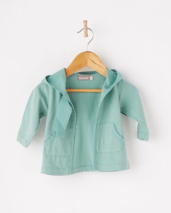 Chaqueta capucha de algodón con botón bebé
